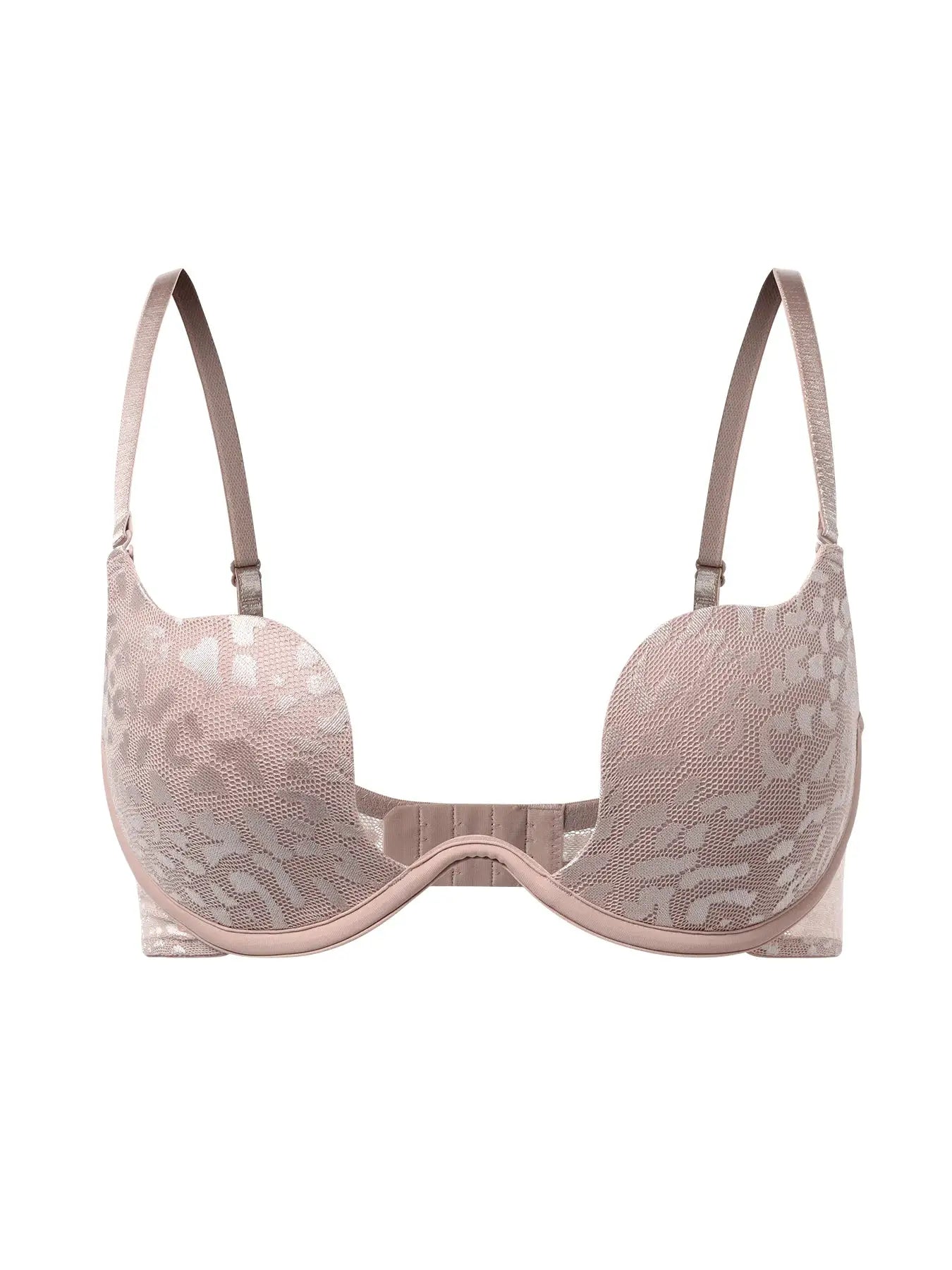 Simples Market solid underwire push-up bra with padded cups in blush pink lace