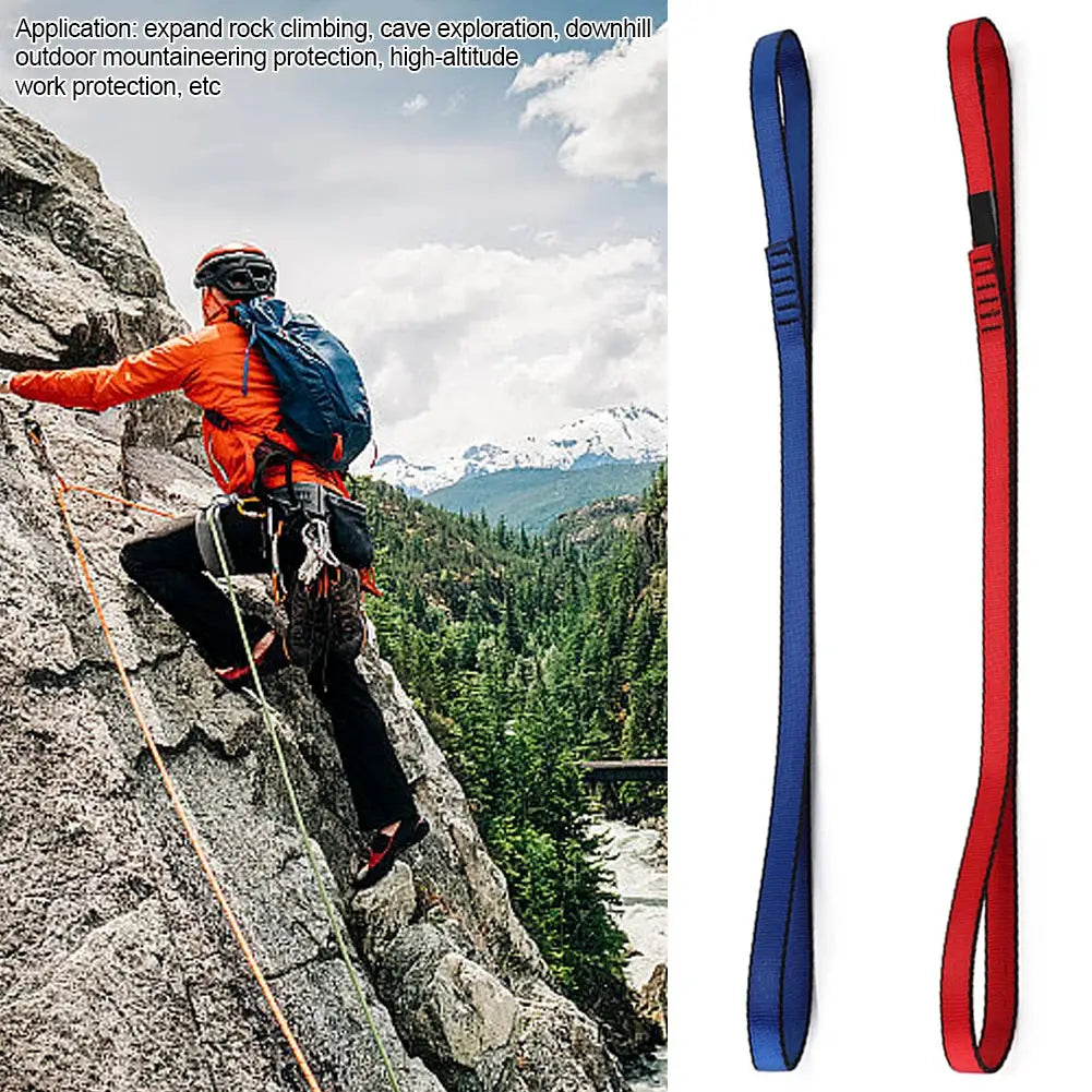 Climbing sling runner 22KN webbing straps, blue and red (2 straps)