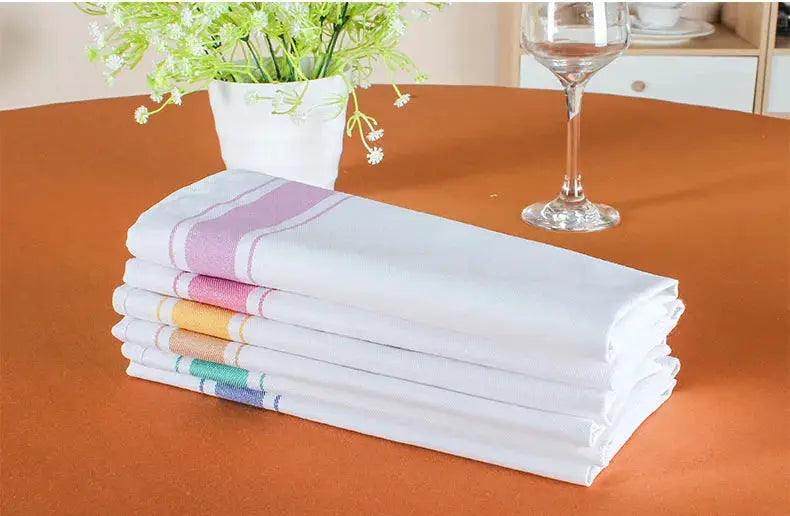 European kitchen towel placemat set of 6; Simples Market thickened cotton cup cloth mats with white pastel-striped edges