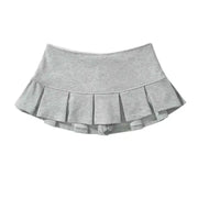 Mooyufon Y2K mini skirt in light grey with wide pleats