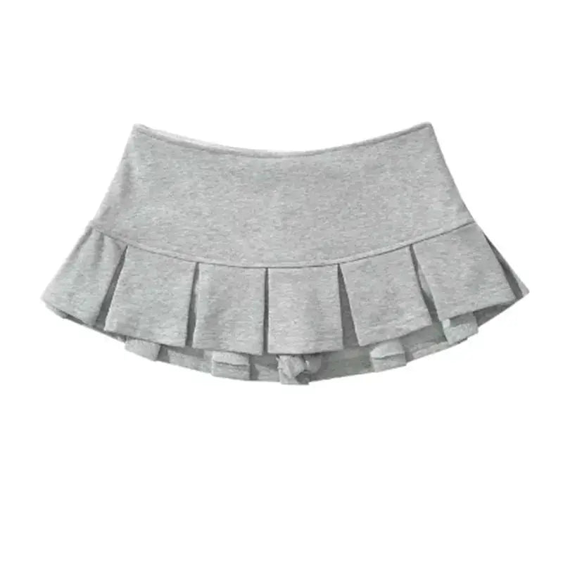 Mooyufon Y2K mini skirt in light grey with wide pleats