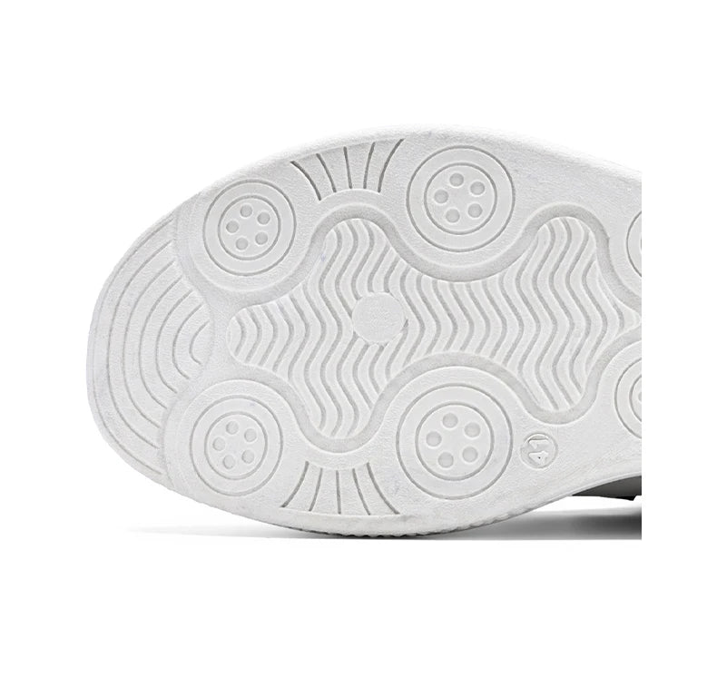 Men's sneakers outsole in white with circular tread pattern.