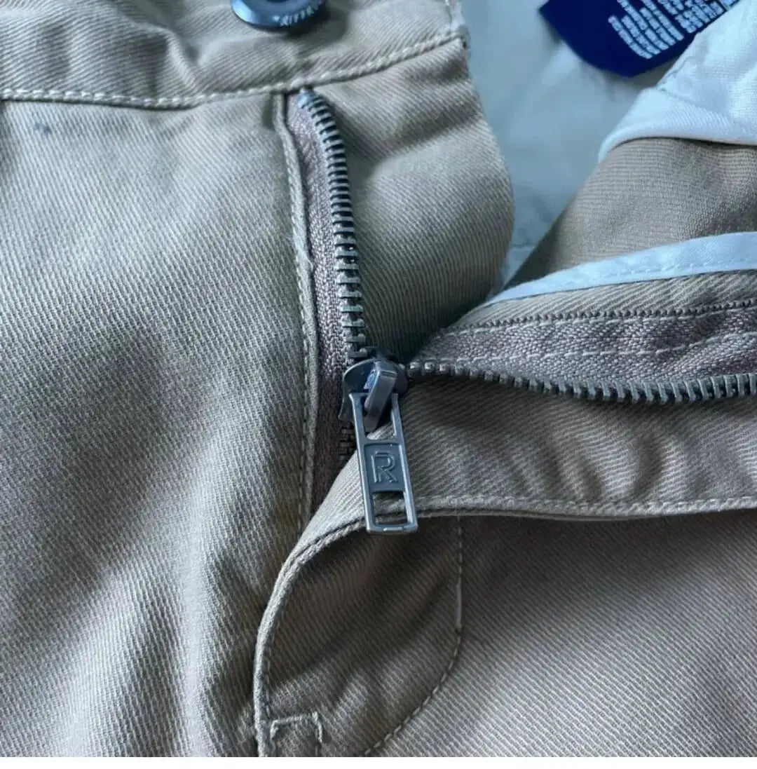 Simples Market cargo pants, khaki cotton, anti-dirt anti-wear, heavy-duty zipper.