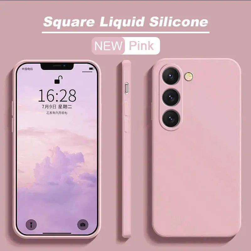 Simples Market pink square liquid silicone phone case for Samsung Galaxy S26/S25