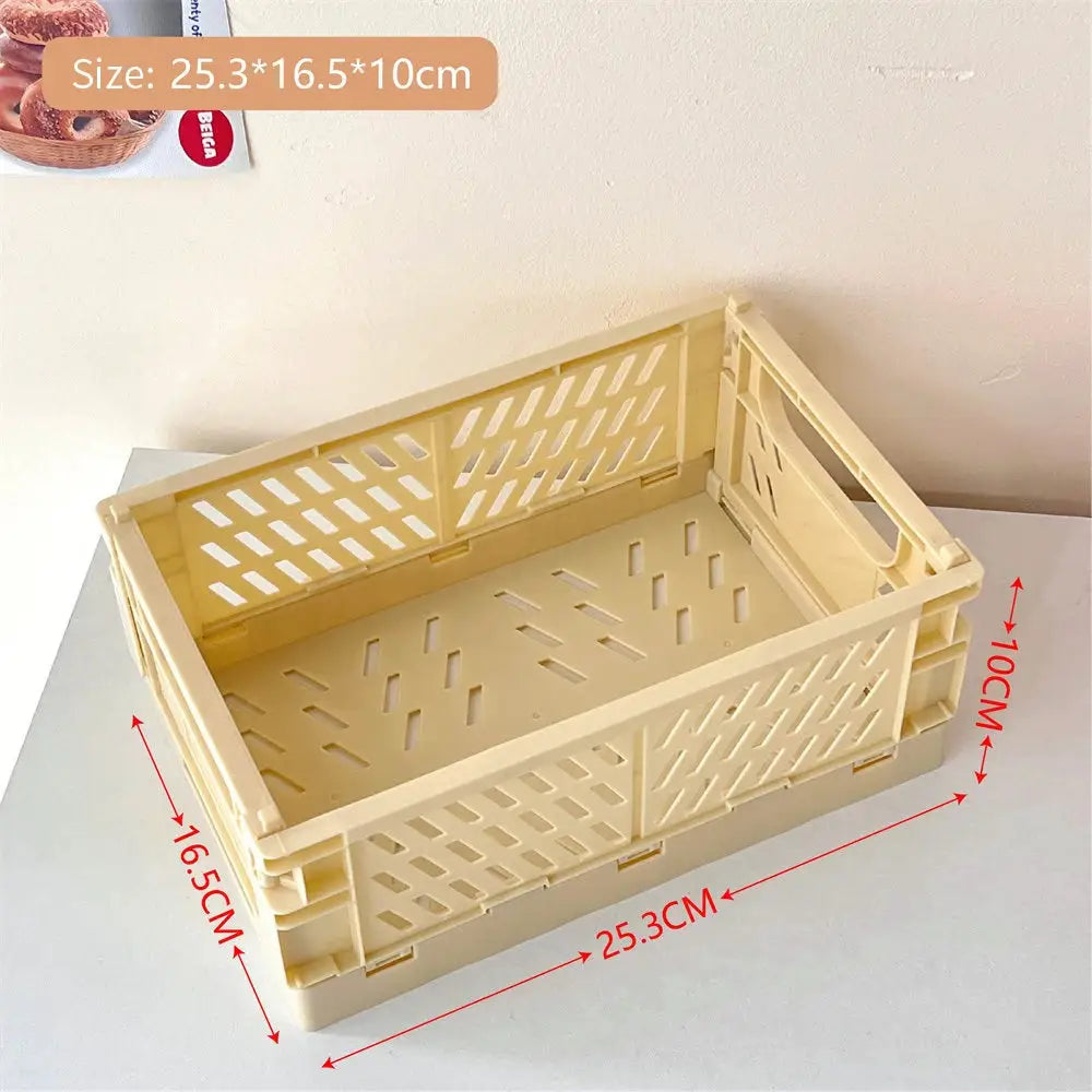Collapsible Plastic Folding Storage Box Basket Desk Organizer For Home School Office Cosmetic And Accessories