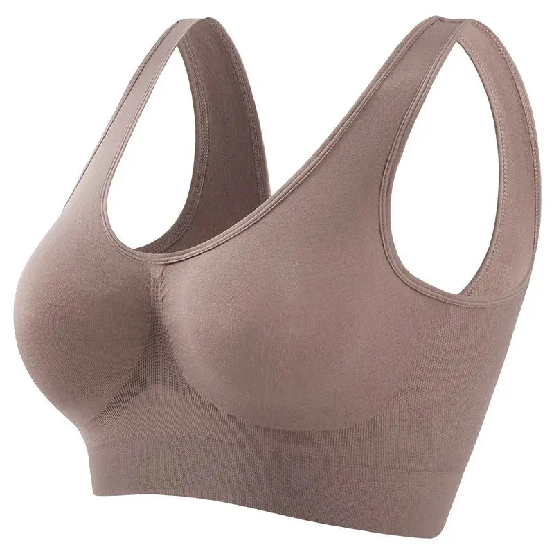 Simples Market women's seamless wireless bralette tank top in nude taupe; wide straps, no padding, plus size