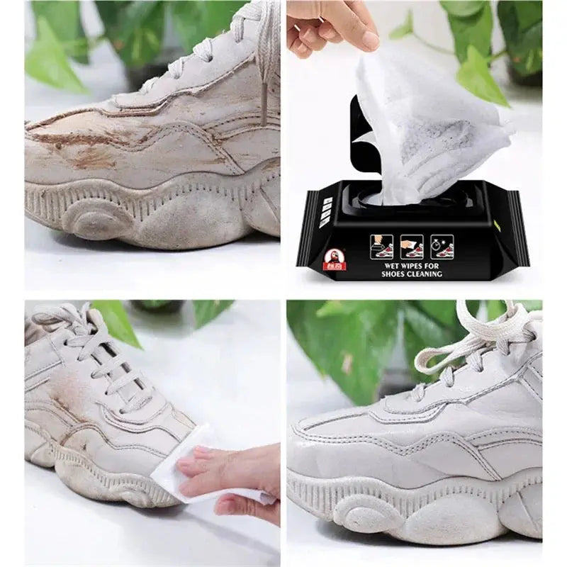 Disposable shoe cleaning wipes in white, Simples Market VIE LENTE; quick wet wipes for sneakers, 12–30 pack.