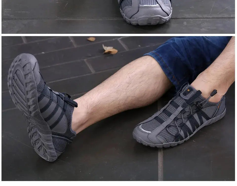 BONA men's running shoes, gray/black with mesh upper and lace-up design