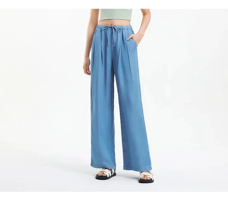 Semir Elastic Waist Denim Pants Women Draped Fit Wide Leg Trousers