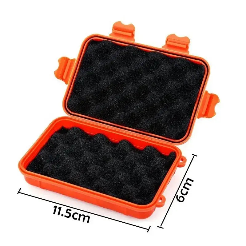 Simples Market orange plastic waterproof sealed survival storage box with foam insert, compact outdoor travel case, 11.5×6 cm
