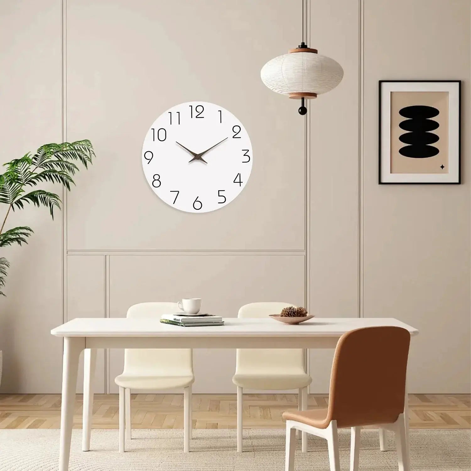 Casual modern white round wall clock by Simples Market with black numerals and silent quartz movement