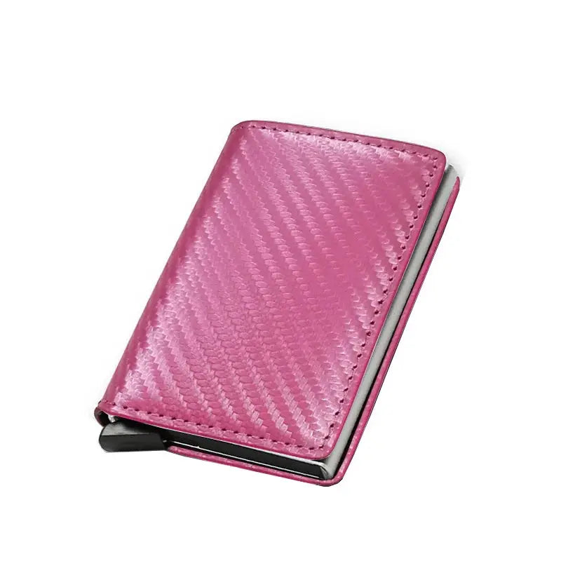 Anti-theft RFID card holder wallet by Simples Market, pink, slim minimalist design