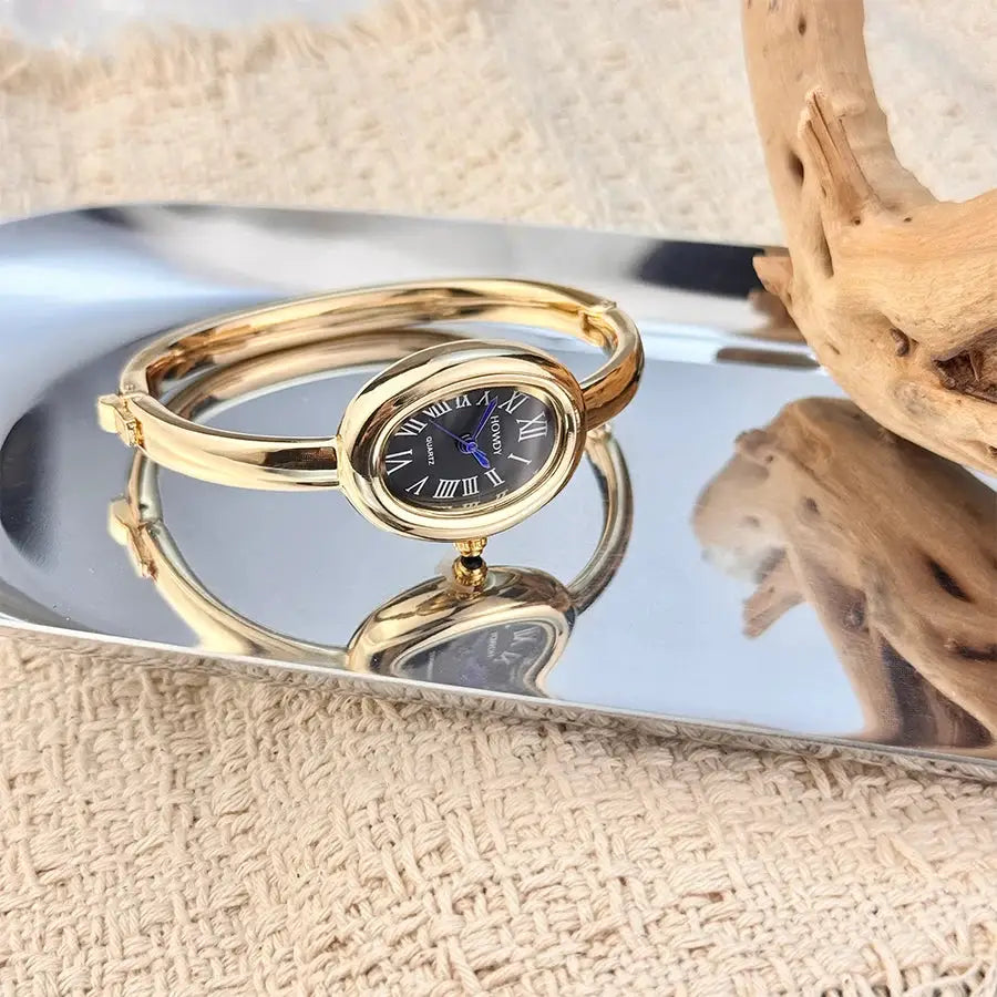 Luxora Bath Tub Bracelet Watch For Women With Oval Quartz Case And Small Dial Roman Numerals