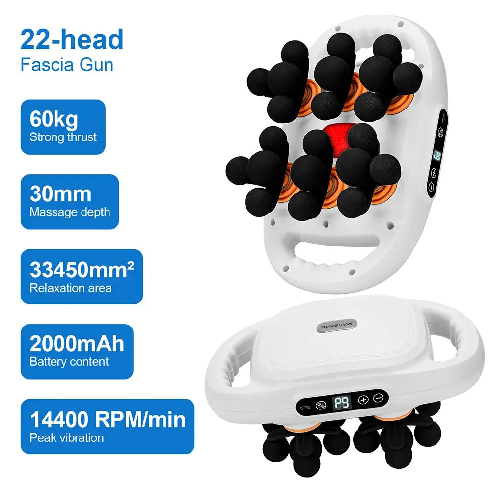 42-head fascia gun by Simples Market white massager with 42 black massage heads and control panel