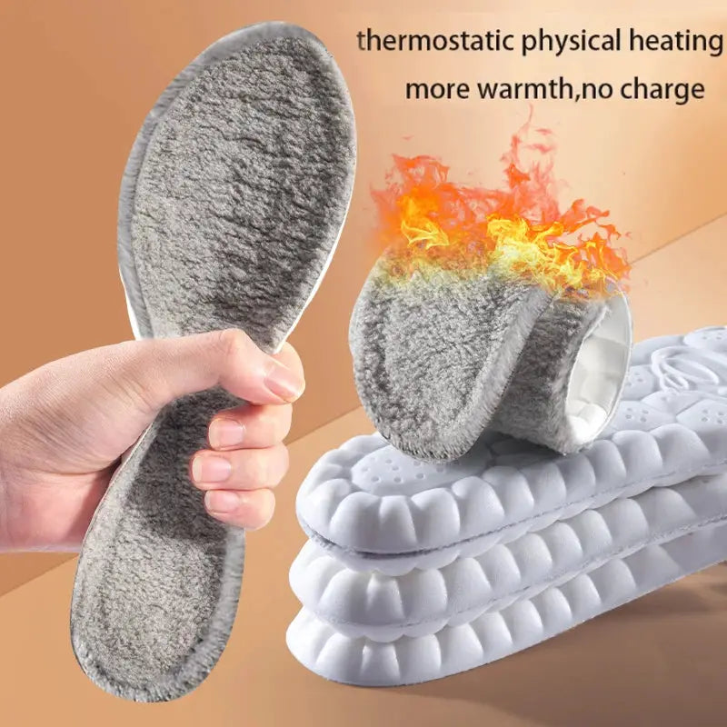 4D Cloud Technology Plush Thickened Winter Insoles For Warmth And Comfort Cashmere Softness And Cold Proof Foot Safety