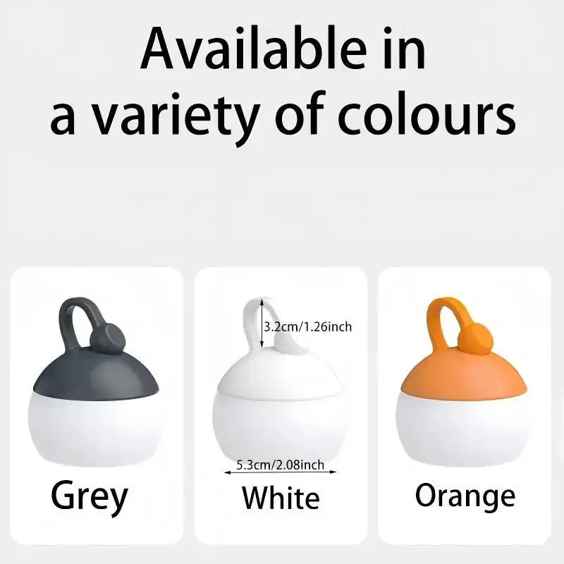 Super Mini Retro Snow Camping Lantern with hanging hook, USB rechargeable light in Grey/White/Orange, 3 color variants
