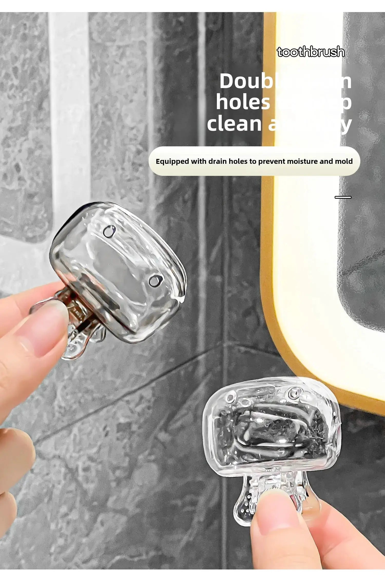 Simples Market 2-pack toothbrush head covers, clear plastic travel protectors with clip