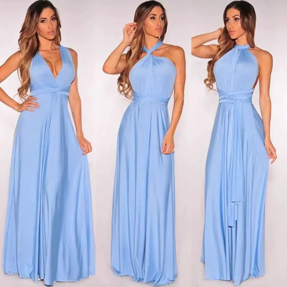 Fashion Multiwear V Neck Maxi Dress With Adjustable Straps For Summer Versatile Long Dress
