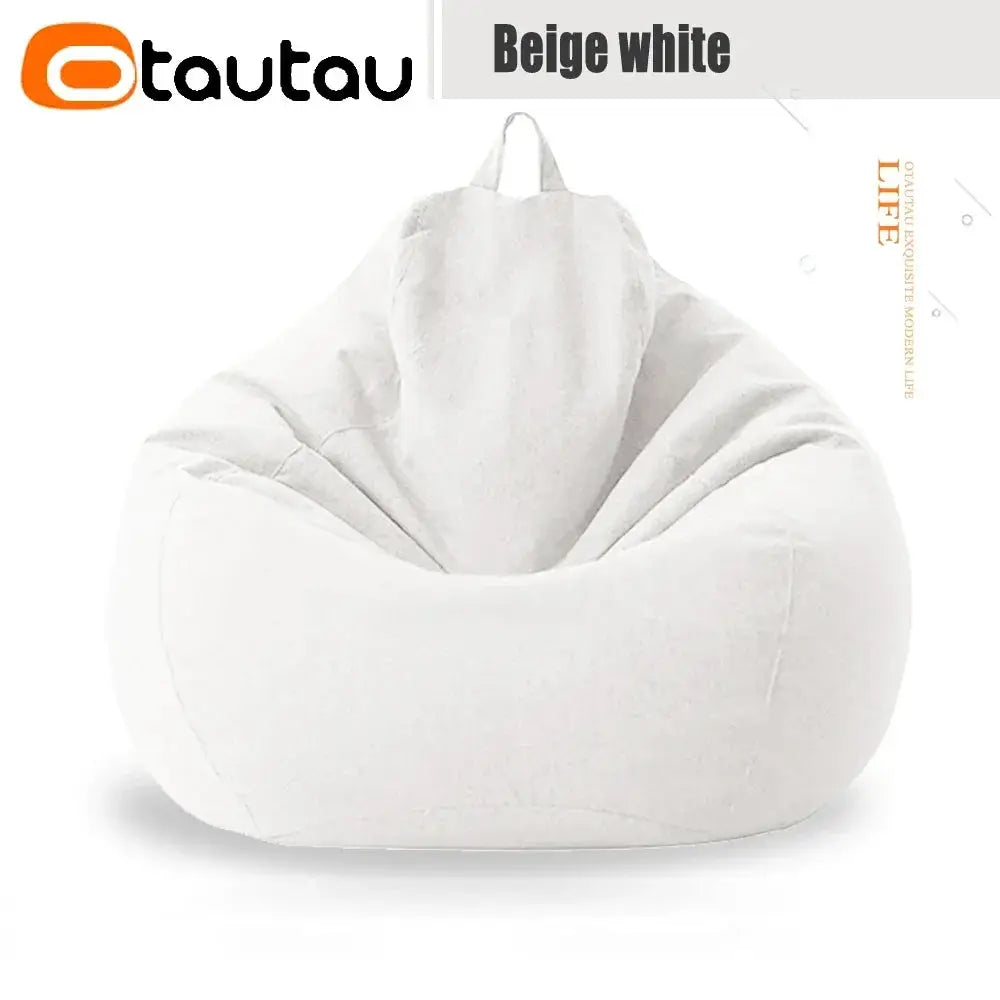 Bean bag sofa 70cm beige cotton-linen with filler, OTAUTAU by Simples Market