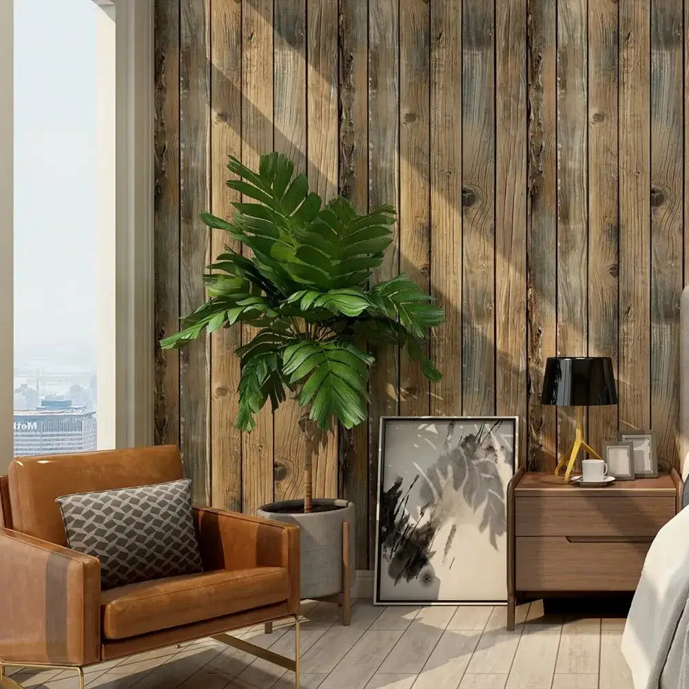 Retro Wood Peel And Stick Vinyl Wallpaper Self Adhesive Waterproof Removable Wood Plank Wall Covering