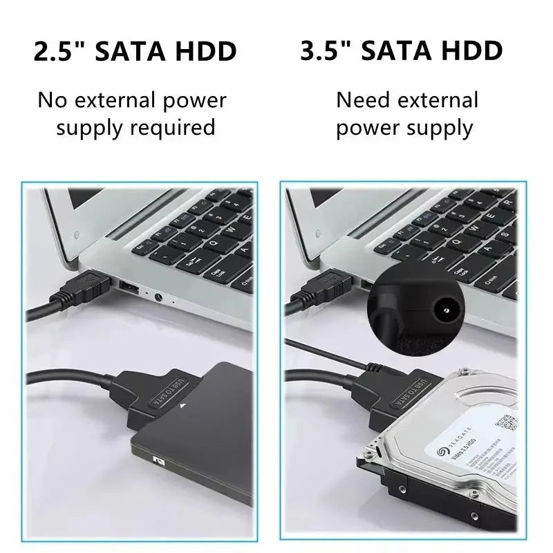 SATA to USB 3.0 Hard Drive Adapter for 2.5 Inch and 3.5 Inch SSD HDD with 12V 2A Power Adapter