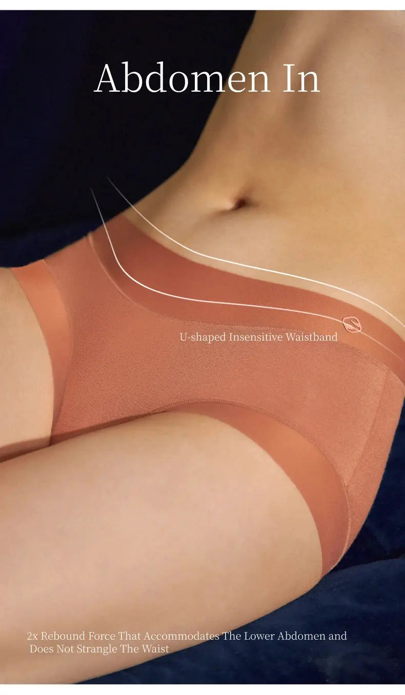 SUJIIN seamless women's panties in peach with U-shaped waistband; breathable, comfortable briefs for everyday wear