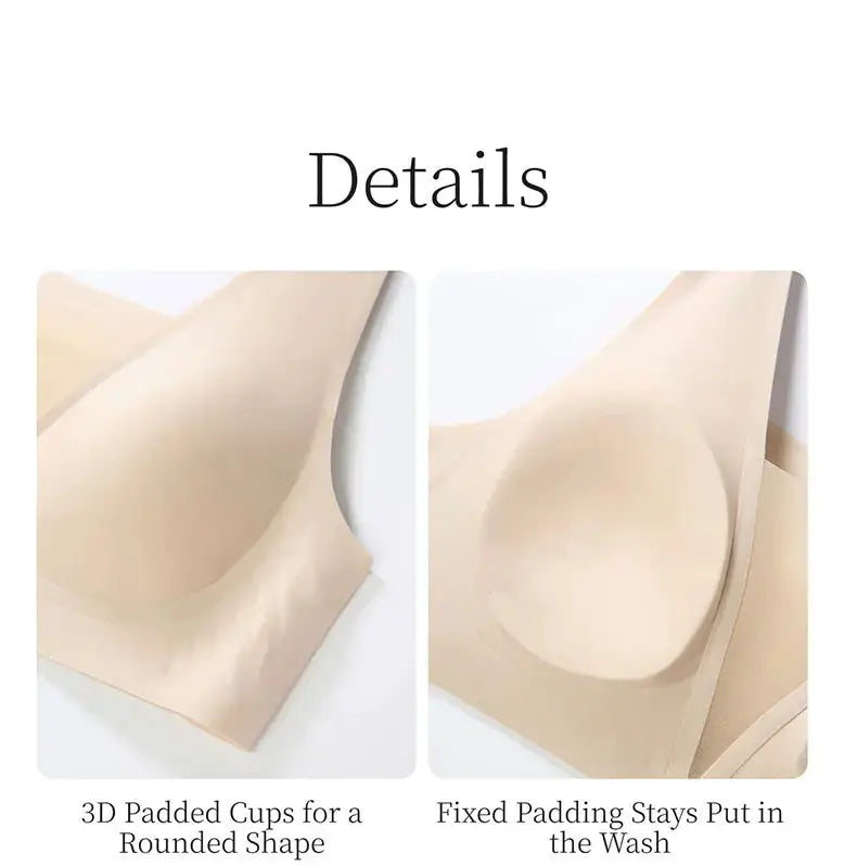 SUJIIN seamless plunge push-up bra in nude beige with 3D padded cups for a rounded shape