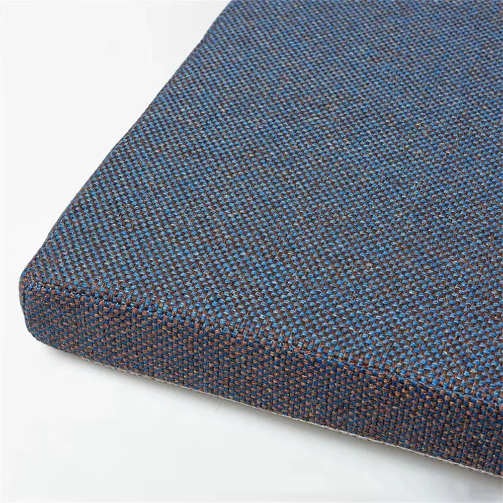 Square chair bench seat cushion in blue woven fabric