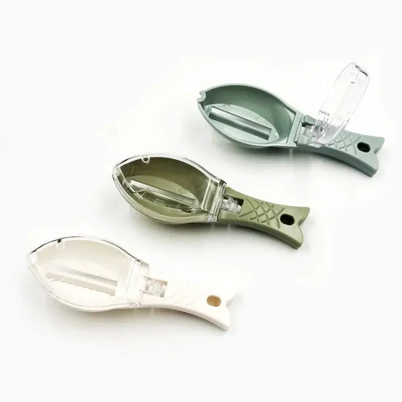 AquaEase Fish Scale Scraper With Lid Hygienic Splash Free Manual Descaling Tool With Ergonomic Handle