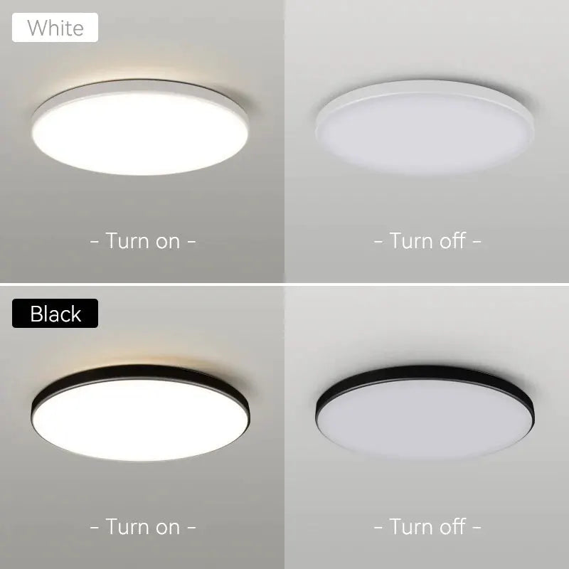 LED ceiling lamp ultra-thin panel in white and black finishes, 220V dustproof indoor lighting