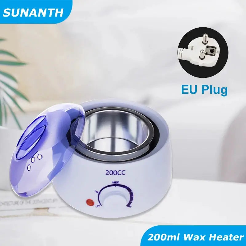 200ml wax heater with purple lid, white body, EU plug for paraffin wax kit