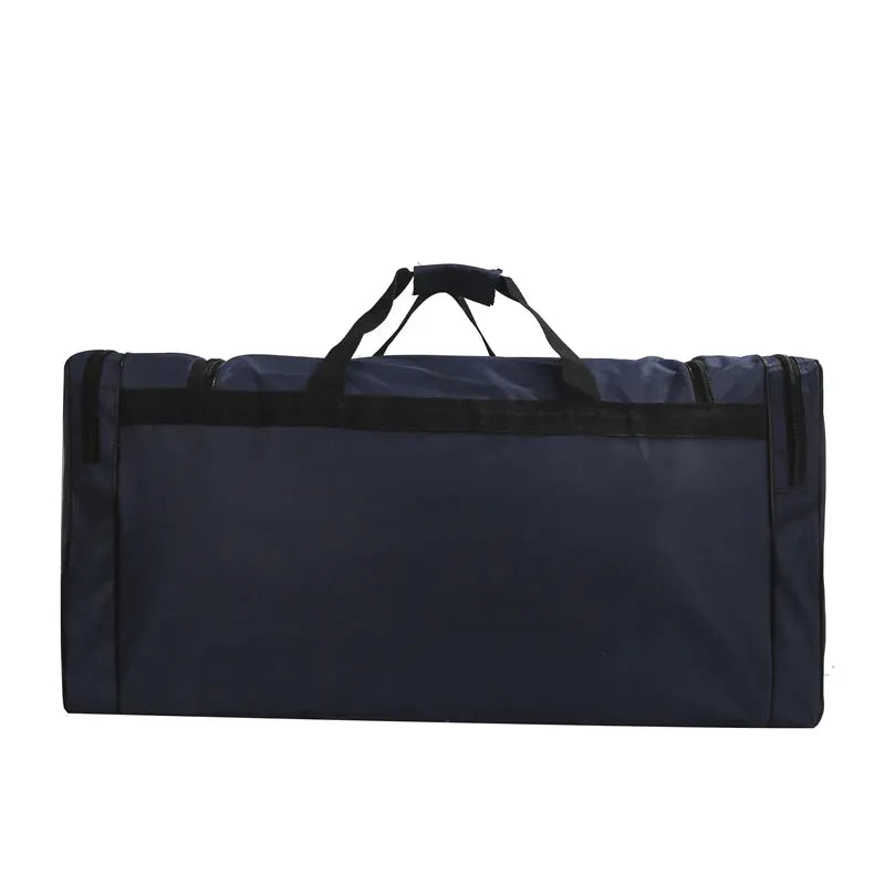 Simples Market large capacity travel duffel bag navy blue with multiple pockets, zipper closure and top handles