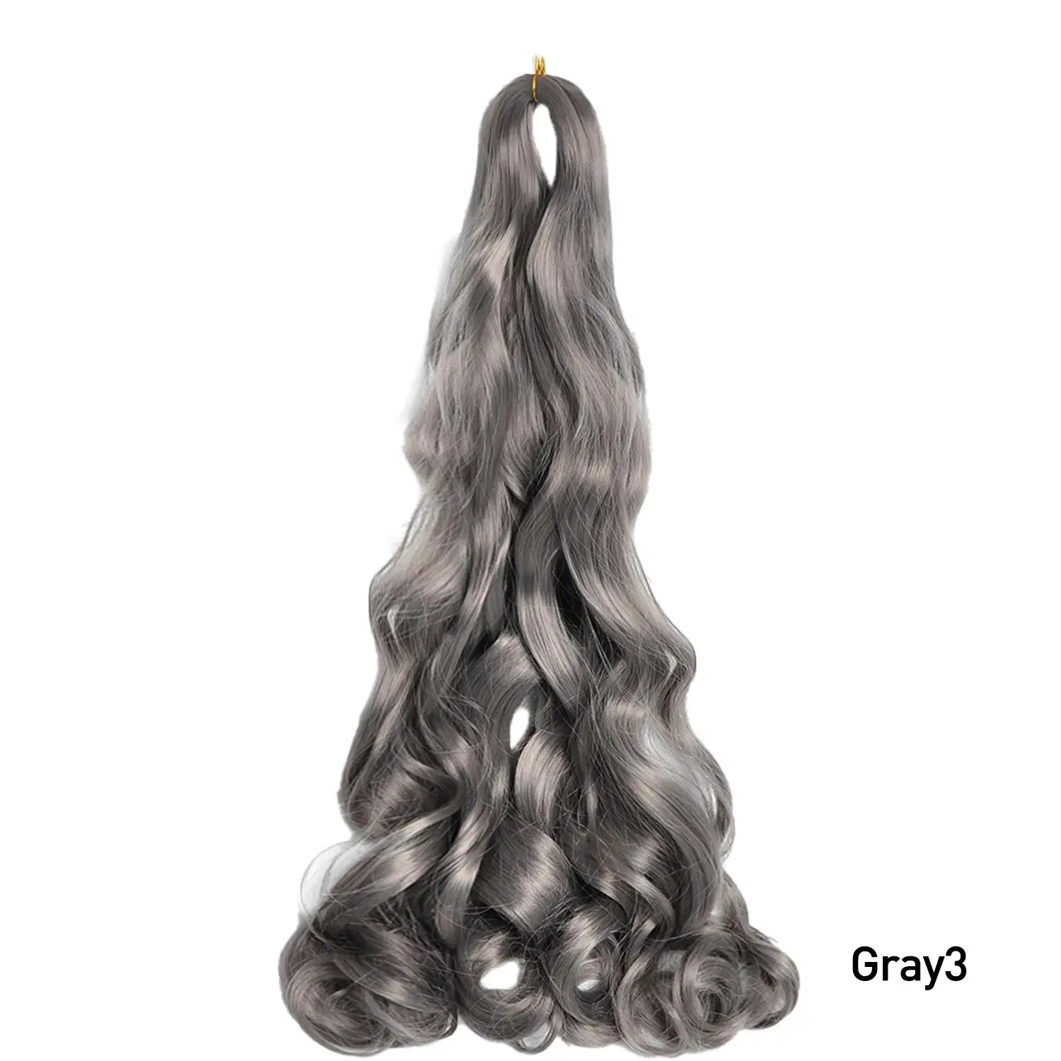 Simples Market French Curls braiding hair 24in gray gradient synthetic spiral curls bundle