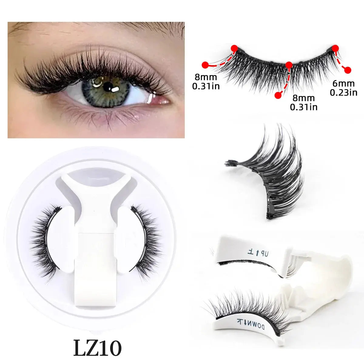 Magnetic Eyelashes Half Pair Handmade 3D Mink Reusable False Eyelashes Set Natural Long Look With Tweezers Tool