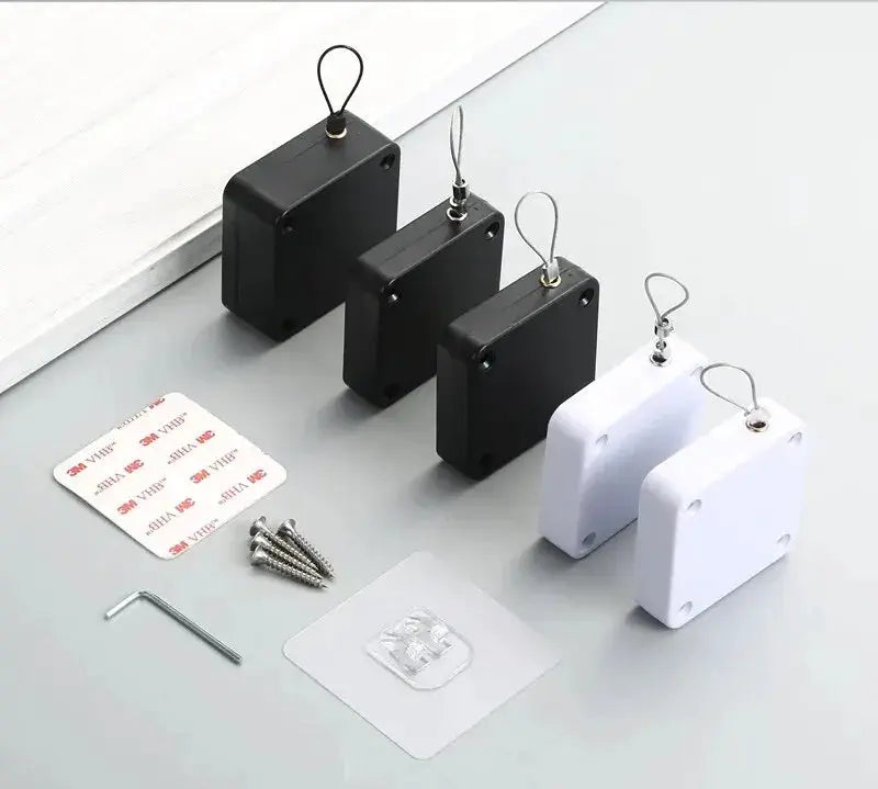 Simples Market automatic drawstring door closers, 5-pack in black and white for sliding doors.