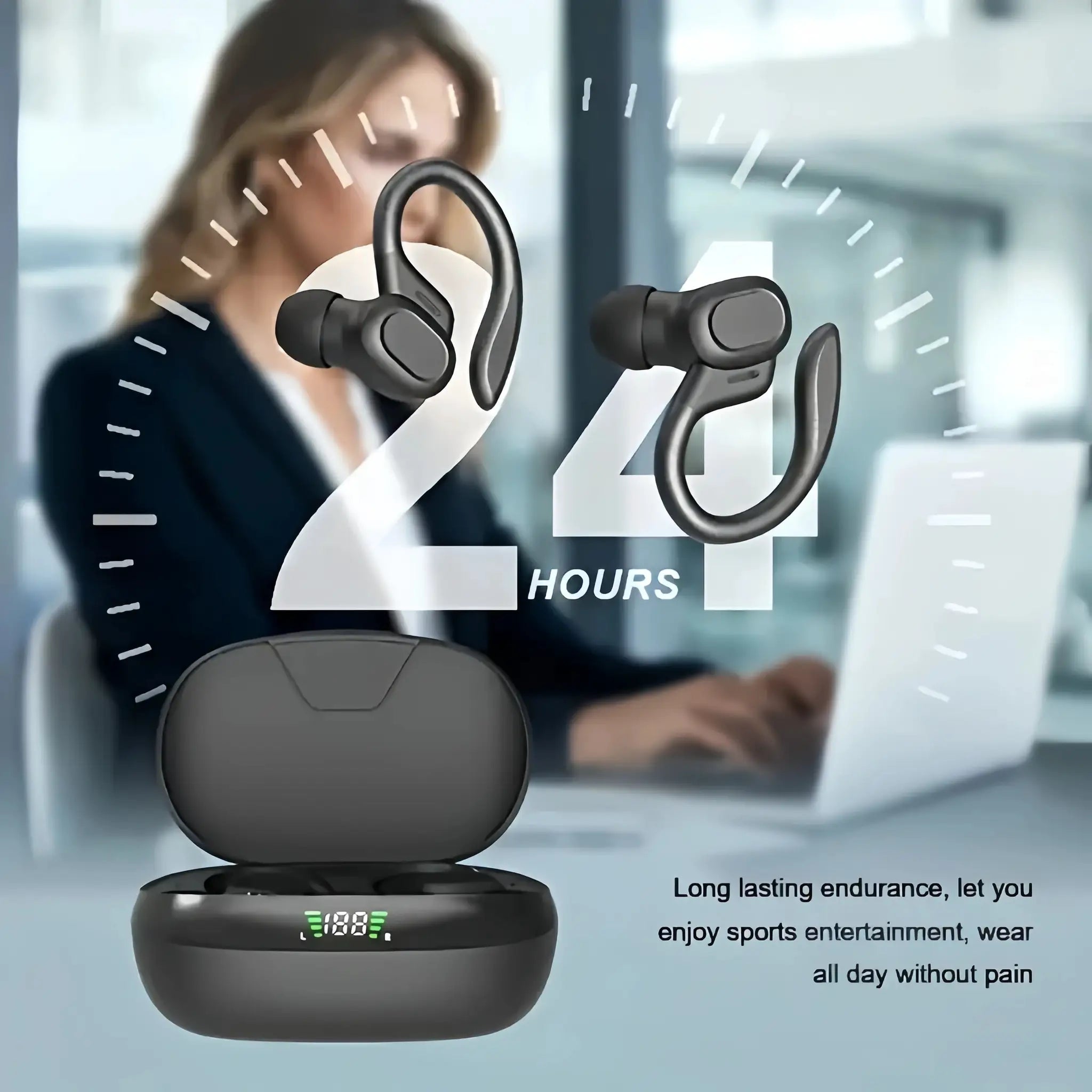 AeroPulse True Wireless Earbuds With Active Noise Cancellation LED Display And Sports Ear Clip For Secure Workouts