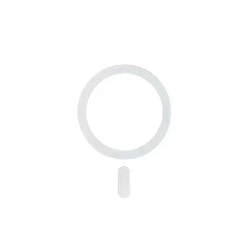 Metal plate sticker ring for MagSafe wireless charger, white circular ring with small adhesive tab, universal use