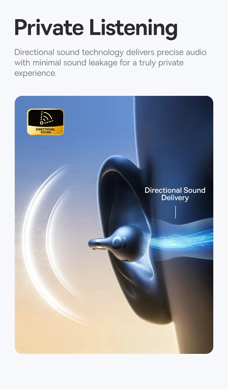 Baseus BC1 ear clip earbuds, open-ear wireless headphones in blue.