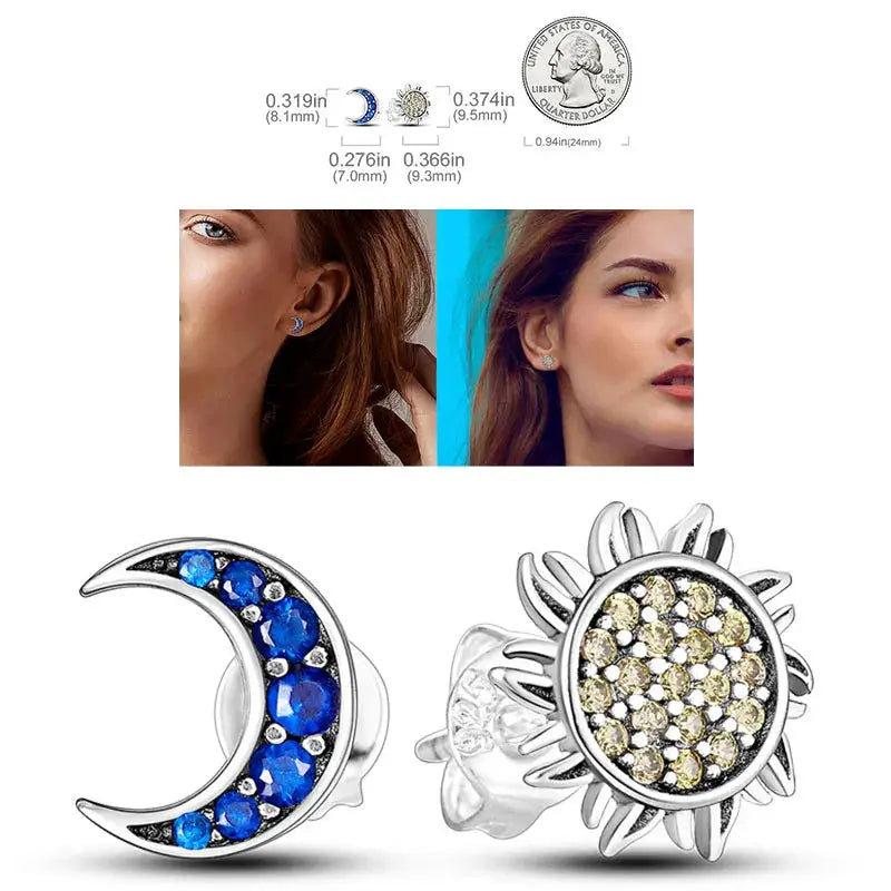 925 Silver Hoop Earrings For Women Zircon Heart Shape Star Eardrops Original Fashion Jewelry