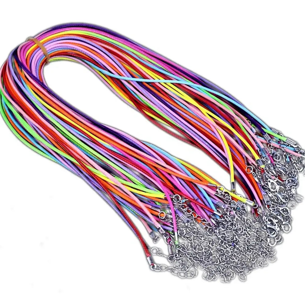 30Pcs Set 50cm Waxed Leather Rope Necklace Cord With Lobster Clasp Black Leather DIY Jewelry Lanyard
