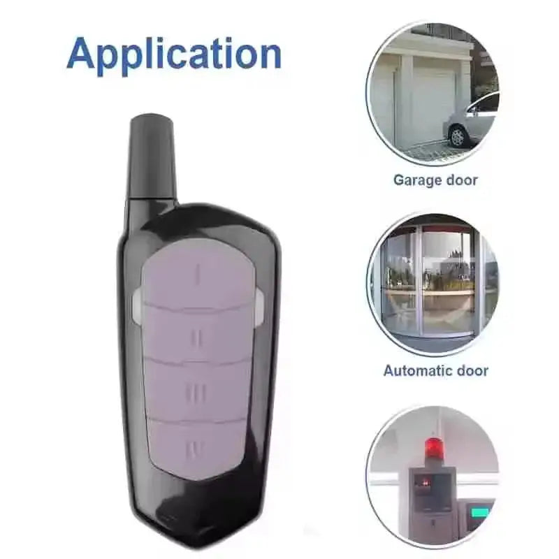 Garage remote control duplicator, 433MHz, black handheld with purple button panel by Simples Market