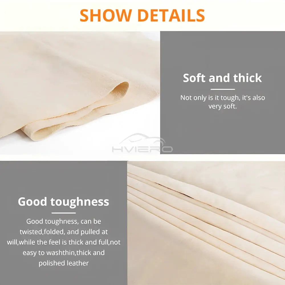 Genuine leather chamois cloth 40x70cm for car, auto and motorcycle care; soft, thick natural drying cloth.