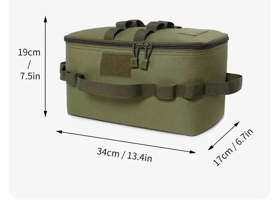 Large Capacity Outdoor Camping Storage Bag by Simples Market, olive green with handles, 34 cm x 19 cm x 17 cm