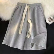 Simples Market men's grey breathable shorts with white drawstring, lightweight athletic wear