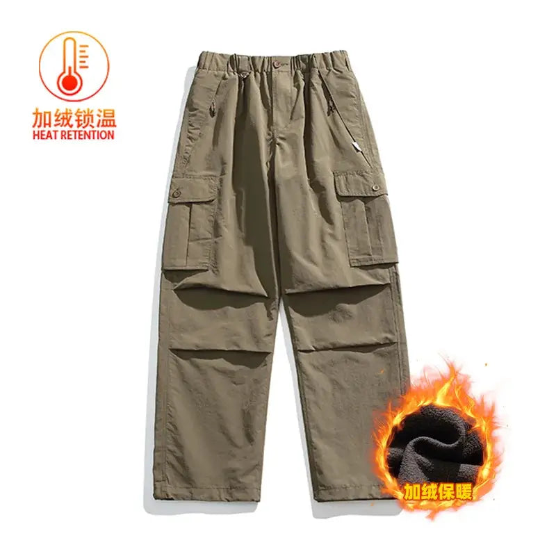 Ultra Loose Outdoor Cargo Pants, khaki, waterproof quick-dry, unisex wide-leg cargo trousers by Simples Market