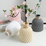 Pineapple Pattern Twine Imitation Ceramic Plastic Vase For Flower Arrangements With Water Wave Texture For Home Decor