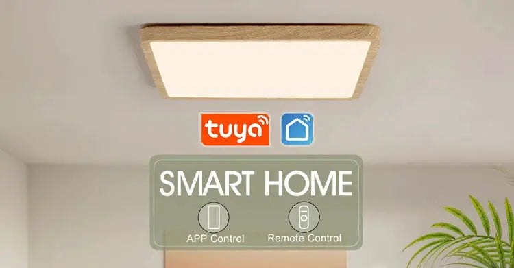 MARPOU square wood-grain ultra-thin LED ceiling light, 220V/110V, by Simples Market, Tuya Smart Home compatible