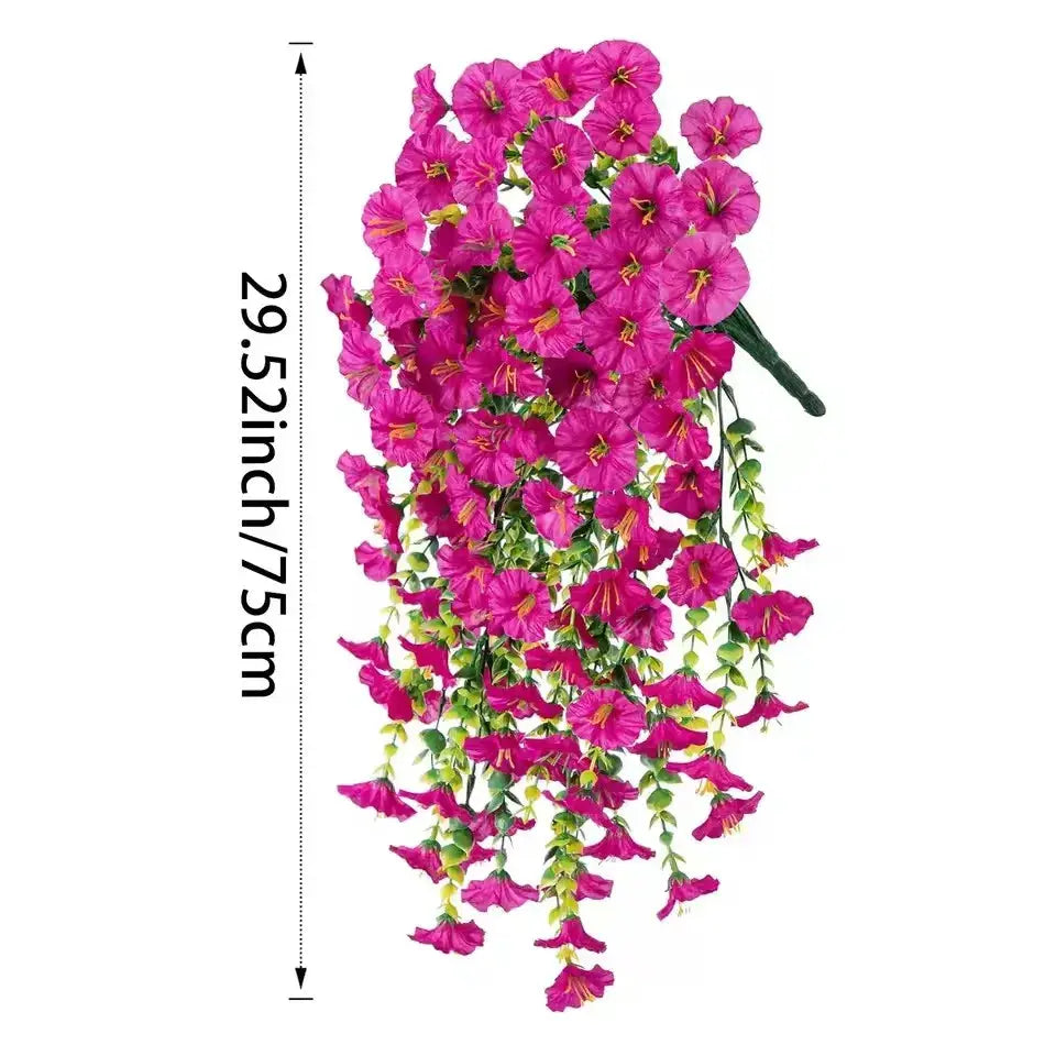 UV Resistant Artificial Morning Glory And Eucalyptus Hanging Decor For Home Garden Weddings Outdoor Use