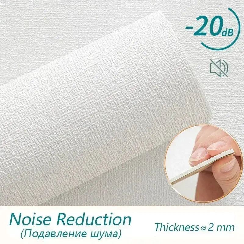 Simples Market PVC solid-color thickened waterproof 3D linen self-adhesive wall sticker, white, 2mm thick