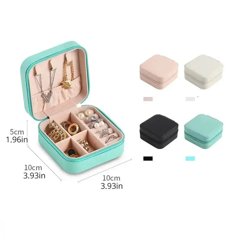 LuxeNest Mini Jewelry Storage Box Portable Travel Organizer for Earrings Necklaces and Rings in Durable PU Leather